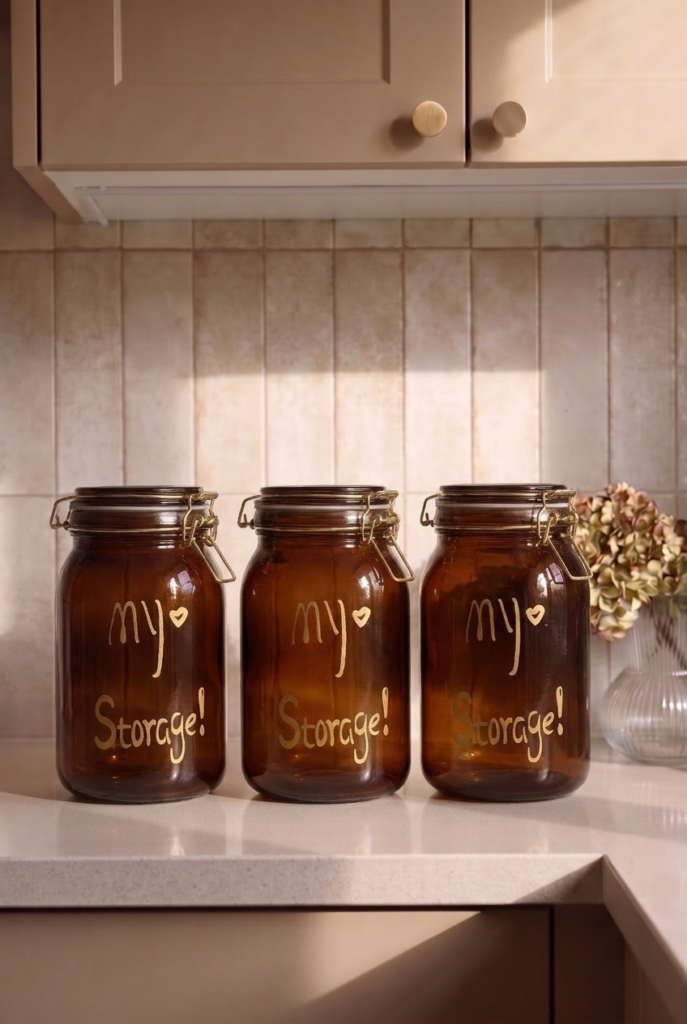 3'lü 1500 ML Kilitli Kapaklı Contalı Amber Cam Kavanoz Seti – Paslanmaz Çelik Mandallı Hava Geçirmez Kalın Cam Saklama Kavanozu – Kahve Çay Bakliyat Erzak Kavanozu 11,5x11,5x20 cm