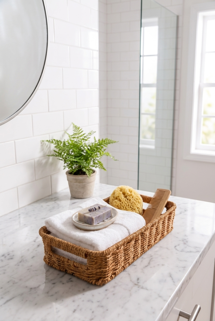 Hasır Rattan Organizer Sepet Kulplu Dekoratif Düzenleyici Sepet 31 x 13 x 8 cm Çok Amaçlı Mutfak Banyo Raf Dolap Organizeri Doğal Hasır Sepet