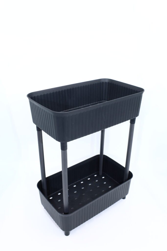 2 Katlı Plastik Düzenleyici Raf Siyah | Mutfak Dolap İçi Raf | Banyo Rafı | Masa Altı Organizer | Çok Amaçlı Saklama Düzenleyici 30x17,5x40,5 cm
