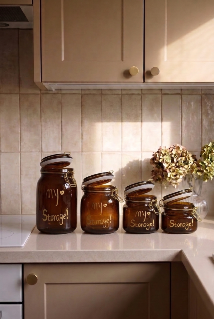 4'lü Kilitli Cam Kavanoz Seti 1500 ML + 1000 ML + 750 ML + 500 ML | Sızdırmaz Contalı Kapaklı | Kalın Cam Erzak Saklama Kavanozu | Paslanmaz Çelik Kilit Mekanizmalı Dekoratif Saklama Kabı