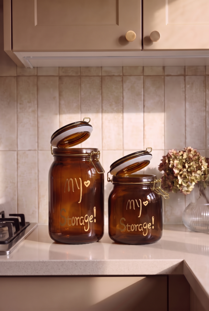 2'li Kilitli Cam Kavanoz Seti 1500 ML + 1000 ML | Sızdırmaz Contalı Kapaklı | Kalın Cam Erzak Saklama Kavanozu | Paslanmaz Çelik Kilit Mekanizmalı Dekoratif Saklama Kabı