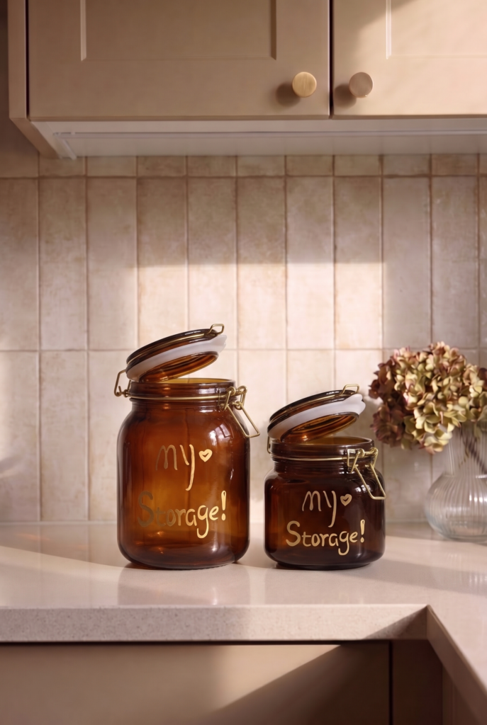 2'li Kilitli Cam Kavanoz Seti 1000 ML + 750 ML | Sızdırmaz Contalı Kapaklı | Kalın Cam Erzak Saklama Kavanozu | Paslanmaz Çelik Kilit Mekanizmalı Dekoratif Saklama Kabı